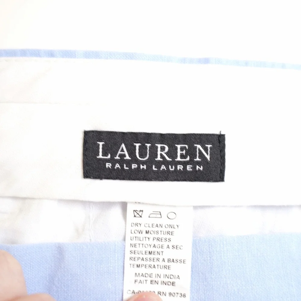 Lauren Ralph Lauren 100% Linen Baby Blue Flat Front Dress Pants Trousers 35 / 27